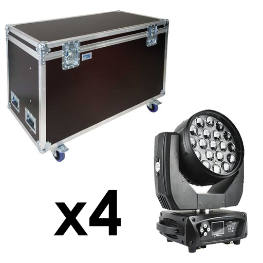 [LW1915W4F] x4 Lyre Wash 19x15w LED RGBW + Fly Case
