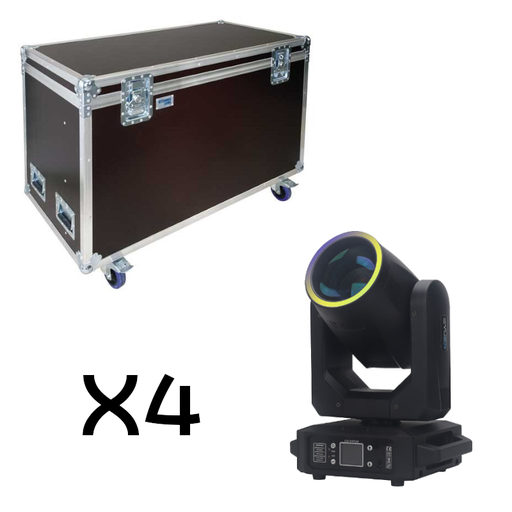 [LBA200W4F] x4 Lyre Beam 200w LED avec Anneau + Fly Case